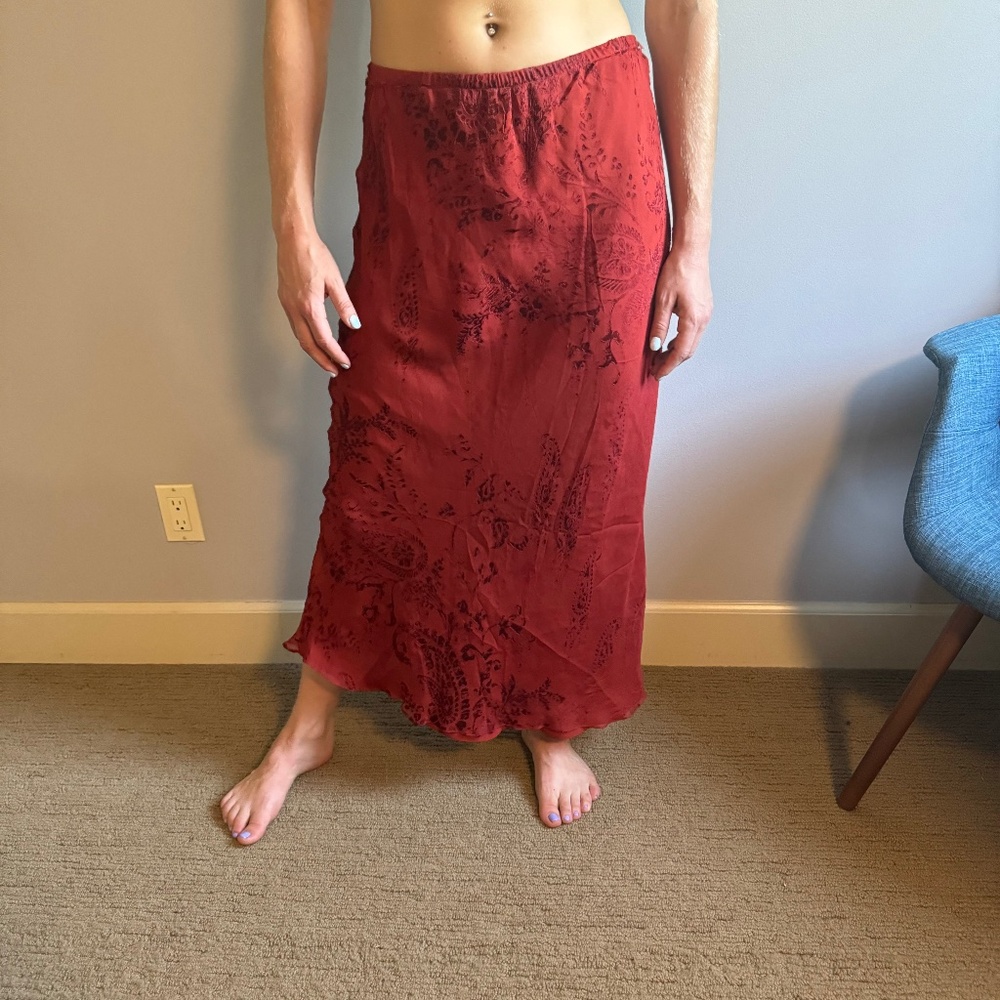 Vintage Anne Klein Orange Maxi Skirt